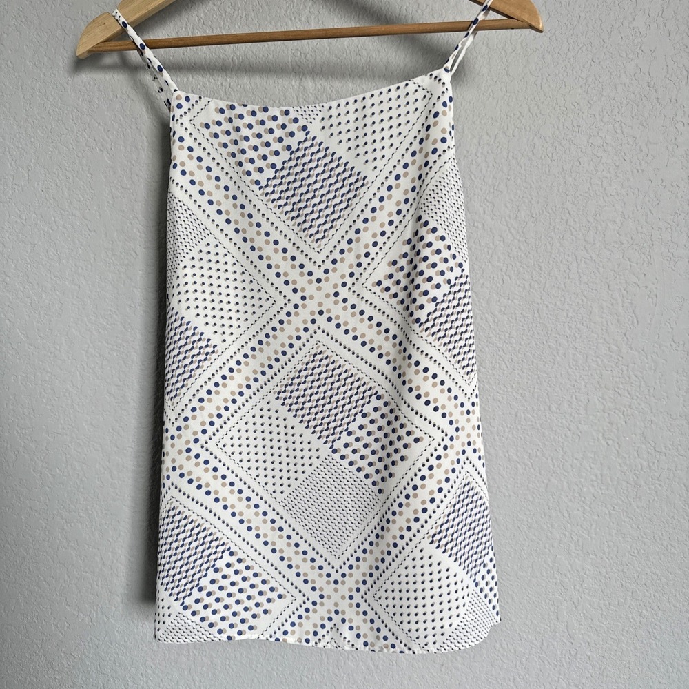 LOFT White Top Geometric And Dots Spaghetti Strap Lined Size M - Picture 2 of 11